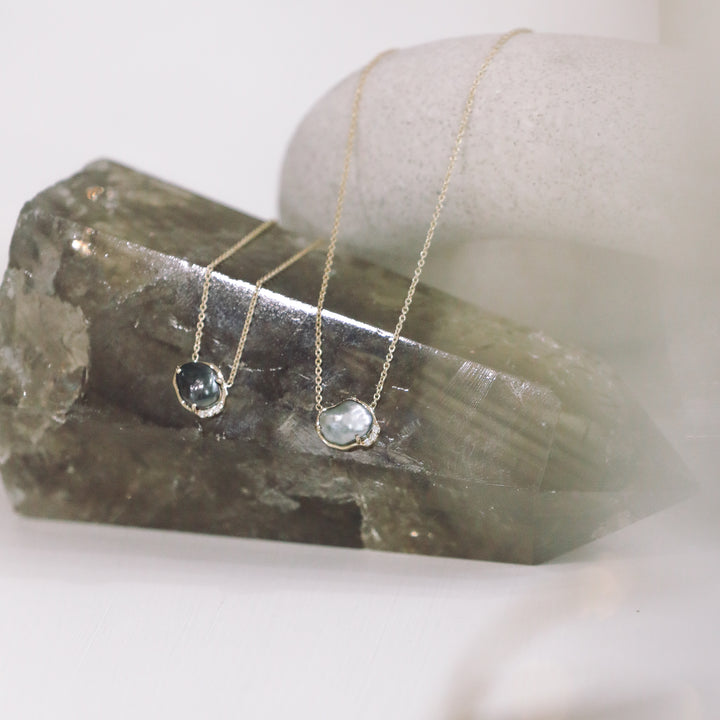 Tahitian Pearl Diamond Halo Necklace