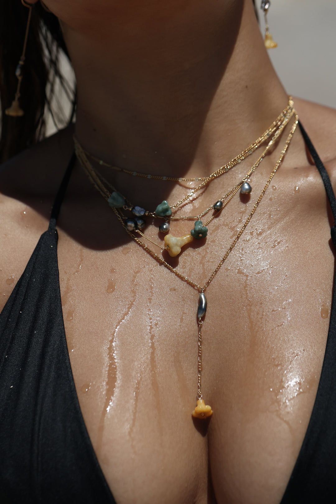 Pua Jade Keshi Double Pua Necklace (Green Puakalaunu)