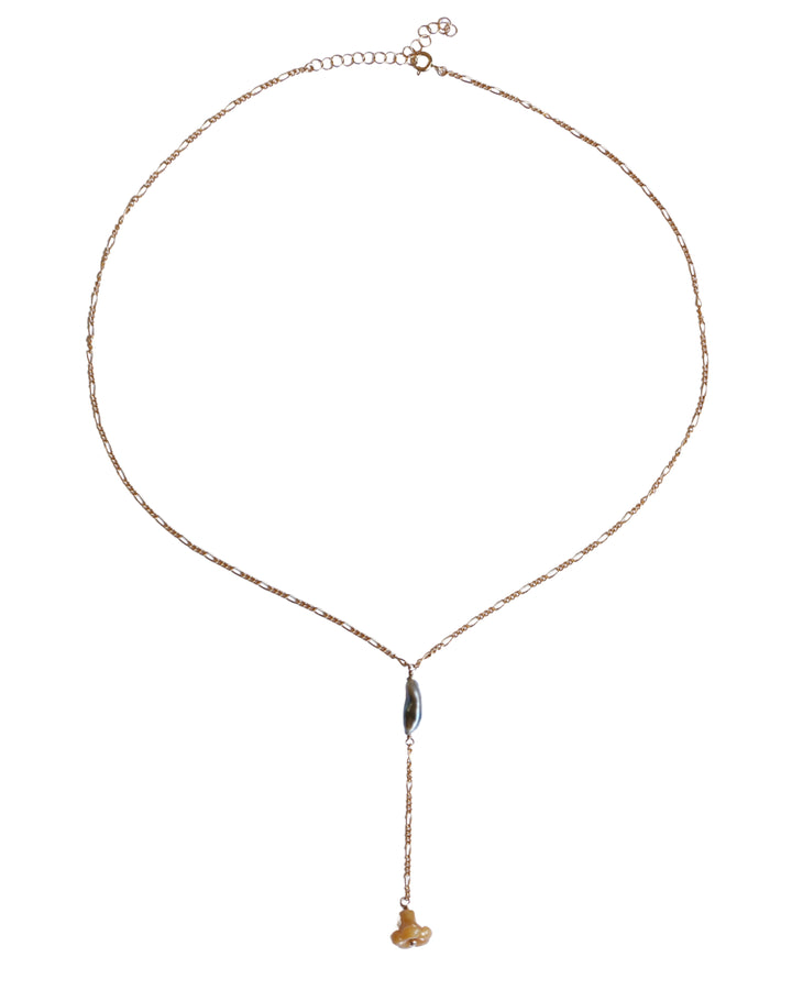 Pua Jade Keshi Y Drop Necklace (Honey Puakenikeni)
