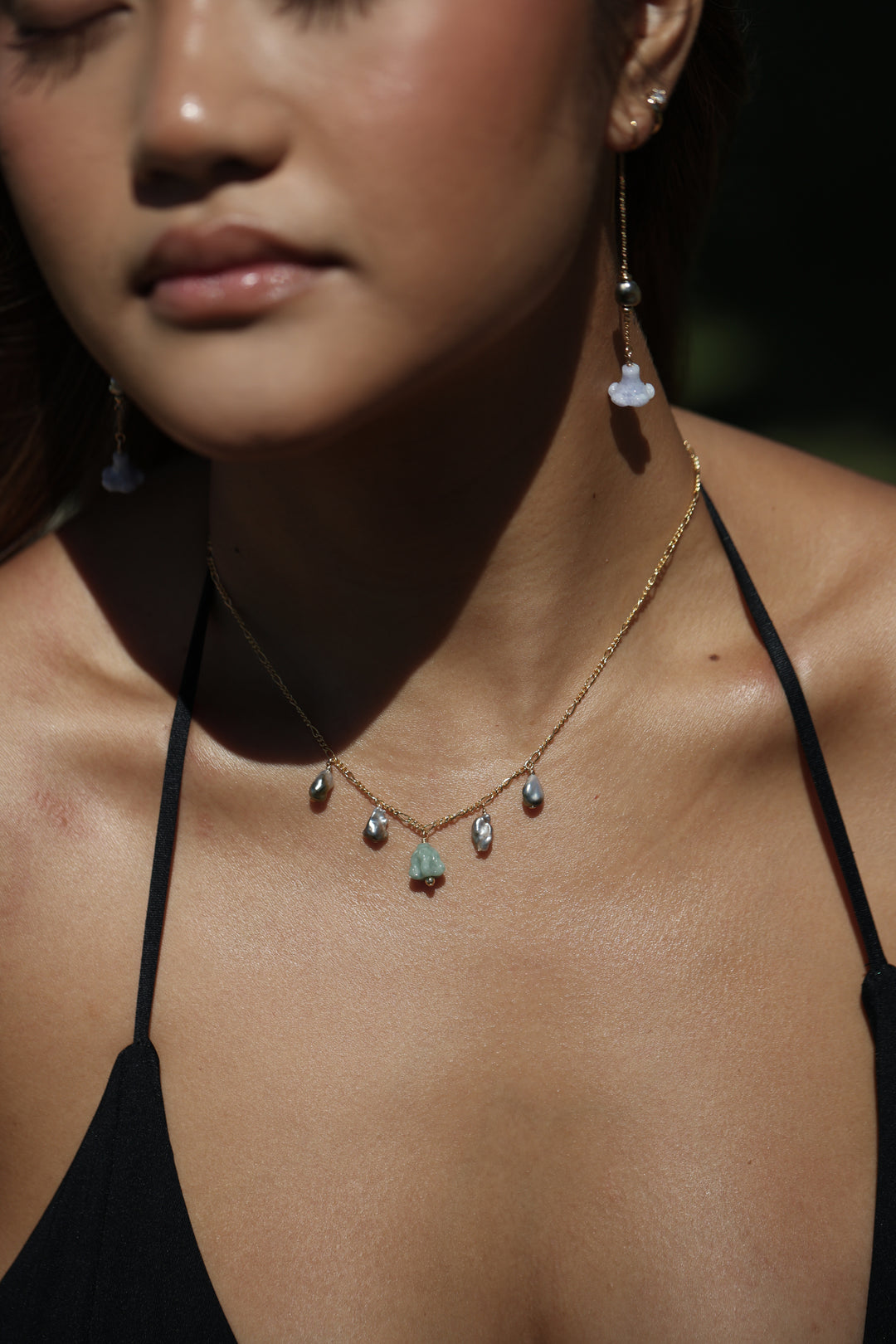 Pua Jade Keshi Shipwreck Necklace (Green Puakalaunu)