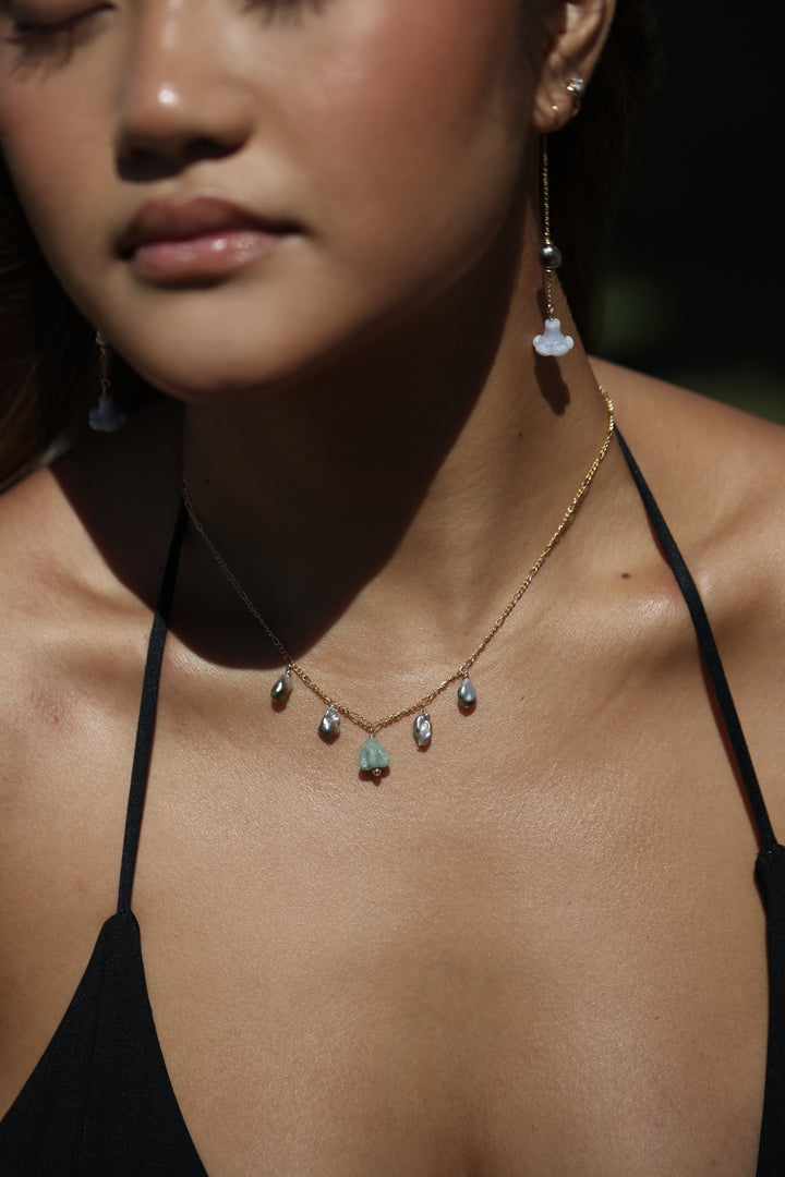 Pua Jade Keshi Shipwreck Necklace (Green Puakalaunu)