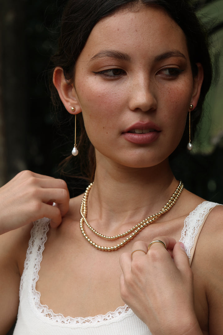 Pearl Baller Chain Earrings