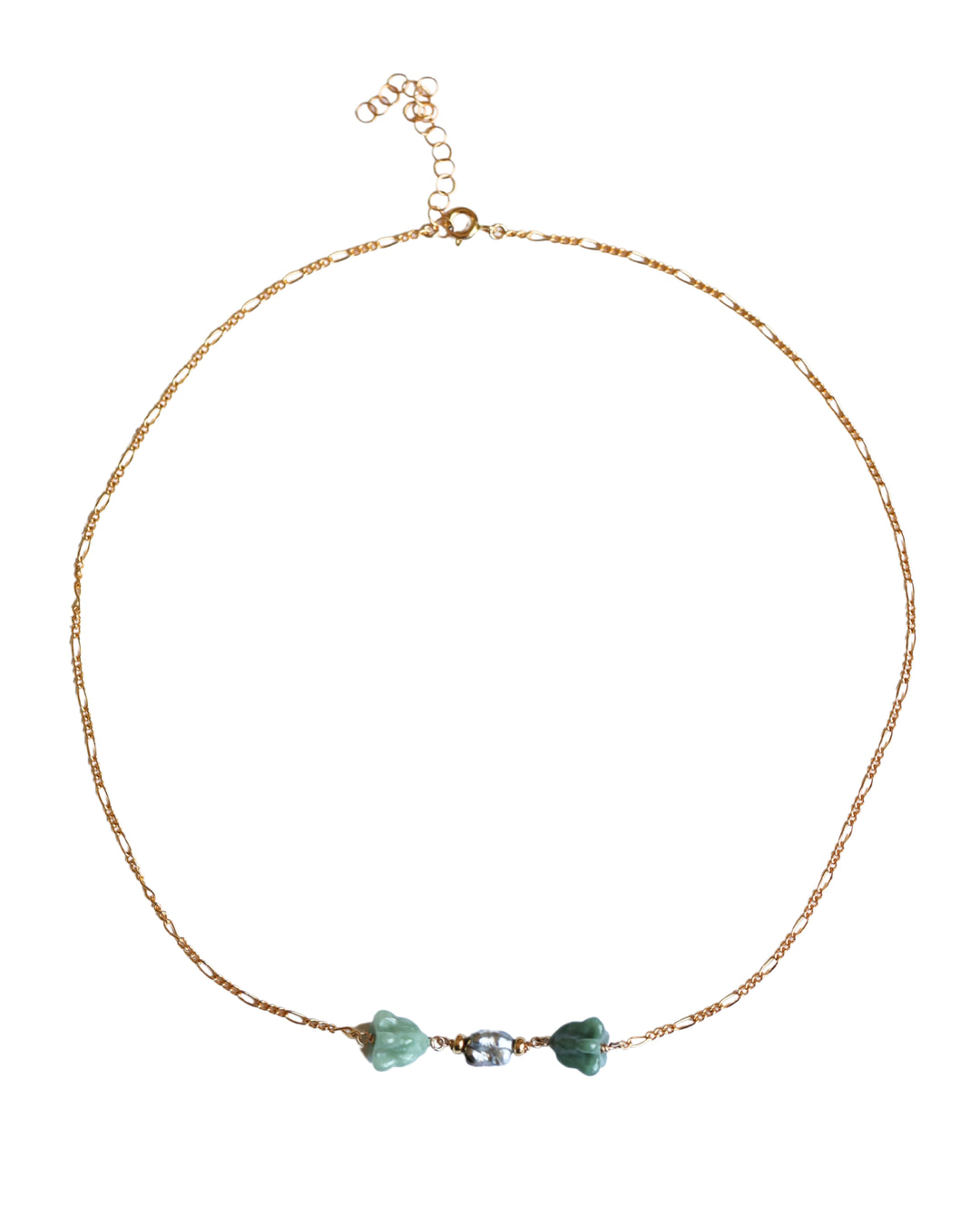 Pua Jade Keshi Double Pua Necklace (Green Puakalaunu)