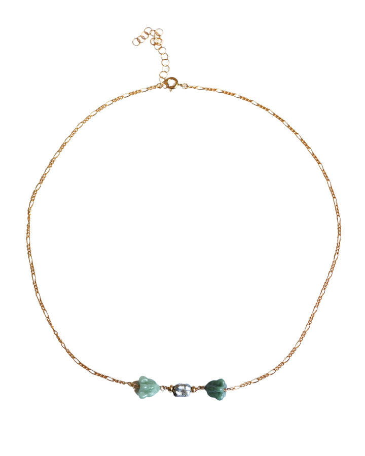 Pua Jade Keshi Double Pua Necklace (Green Puakalaunu)