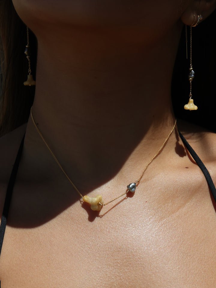 Pua Jade Keshi Bombucha Necklace (Honey Puakenikeni)