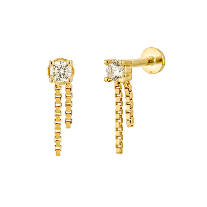 CZ Box Chain Dangle Flat-back