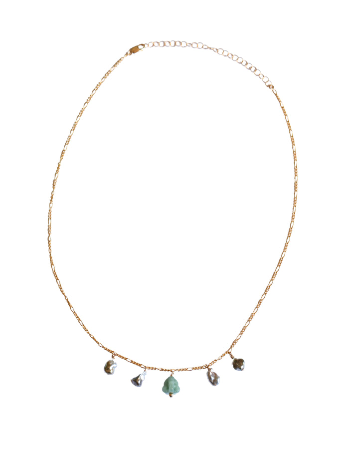Pua Jade Keshi Shipwreck Necklace (Green Puakalaunu)