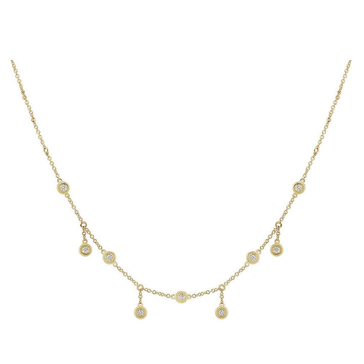 14K Shipwreck Bezel Drop Necklace- 9 diamonds