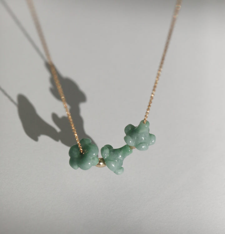 Mini Puakenikeni Triple Jade Necklace