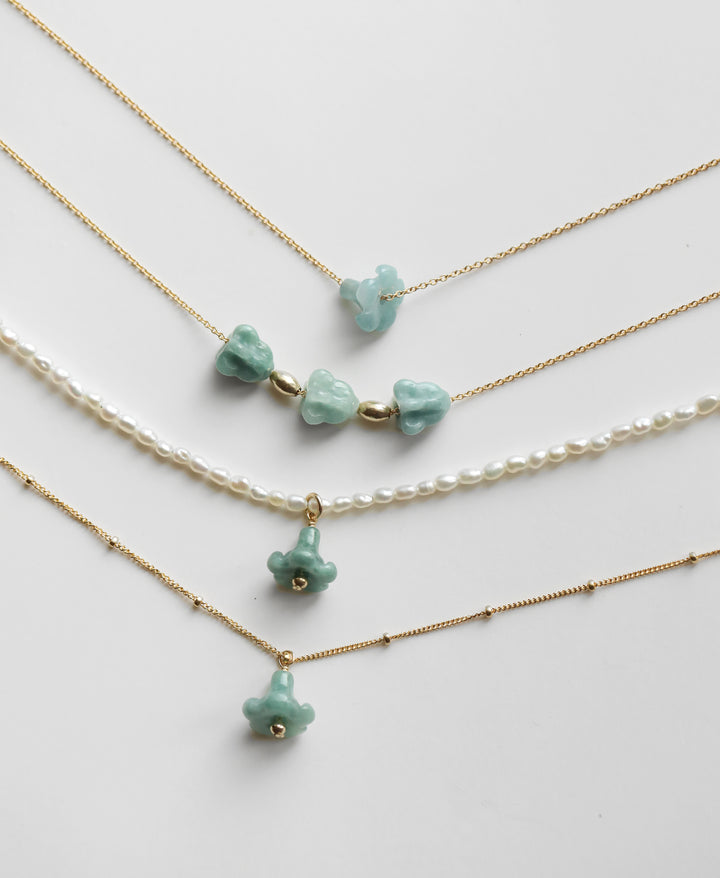 Mini Puakenikeni Jade Pearl Necklace