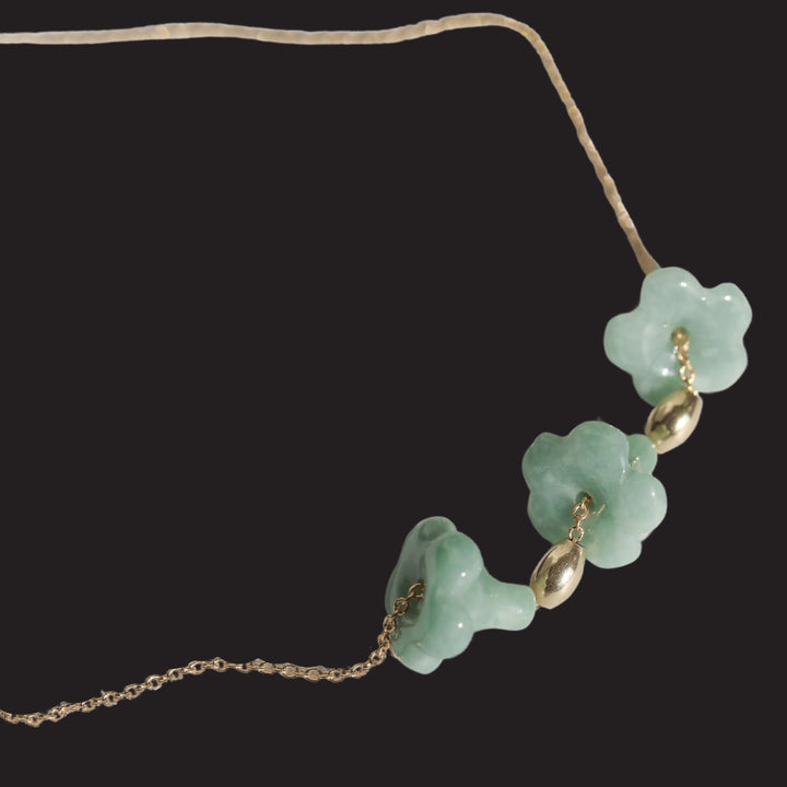 Mini Puakenikeni Triple Jade Necklace