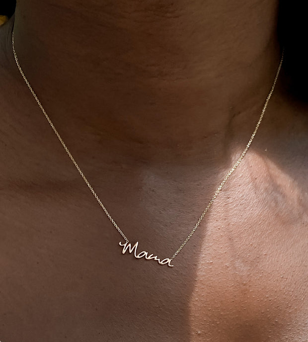 14K Personalized Cursive Nameplate Necklace
