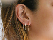 14K Mini Hoops w/ Marquise Shaped White Topaz